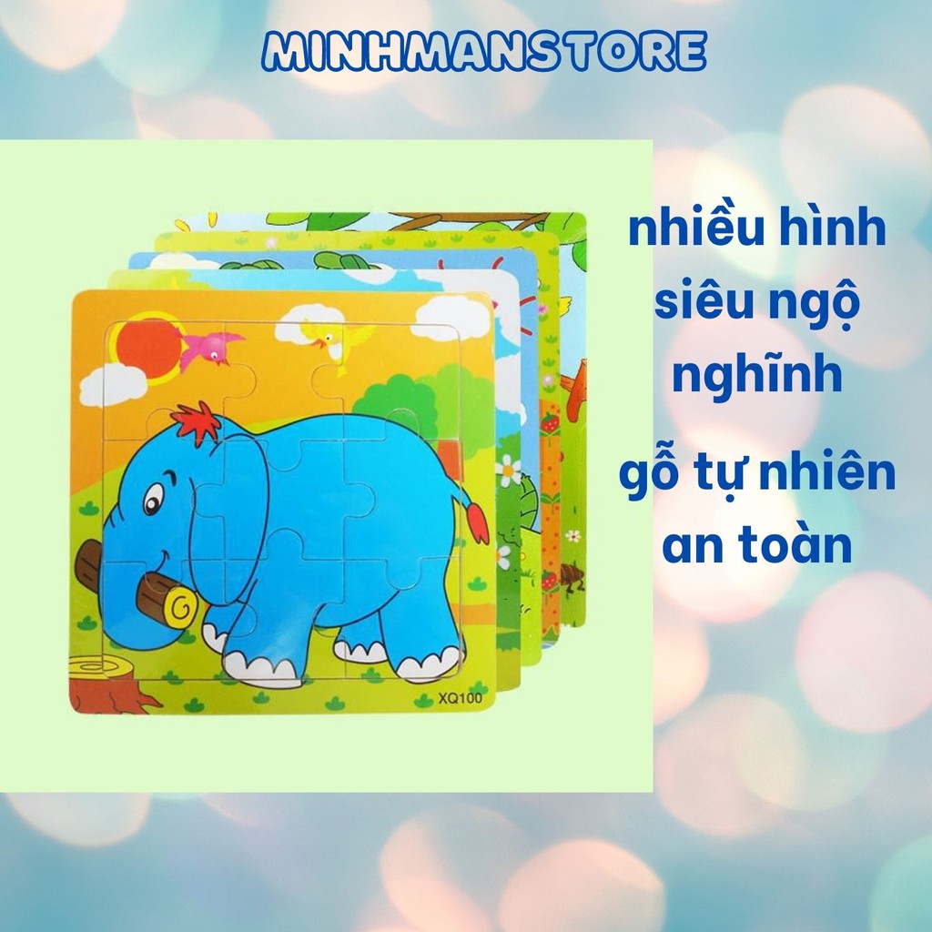 combo 5 tranh ghép hình 9 mảnh nhiều chủ đề gần gũi màu sắc dễ thương cho bé vừa học vừa chơi