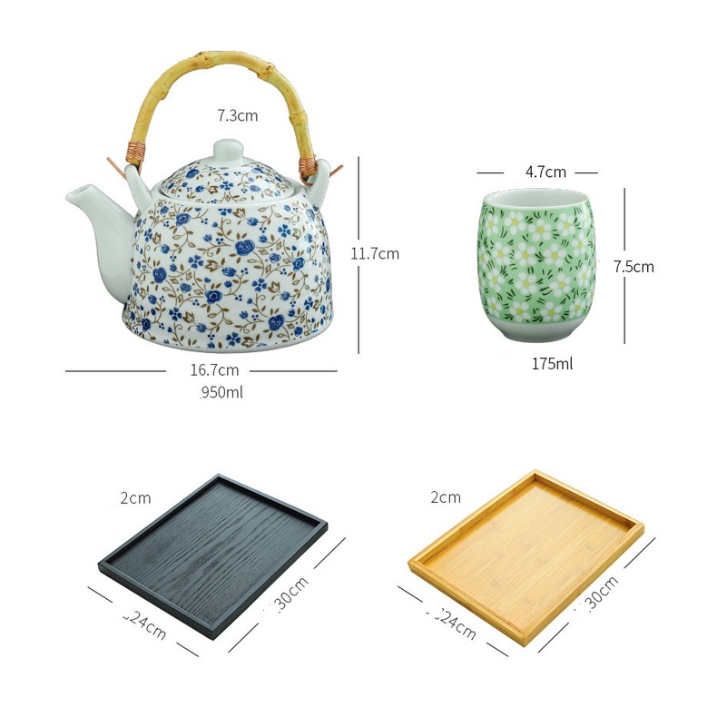 COMBO BỘ ẤM CHÉN GỐM SỨ HOA VĂN HOẠ TIẾT HOA NHÍ NHIỀU MÀU ĐẸP