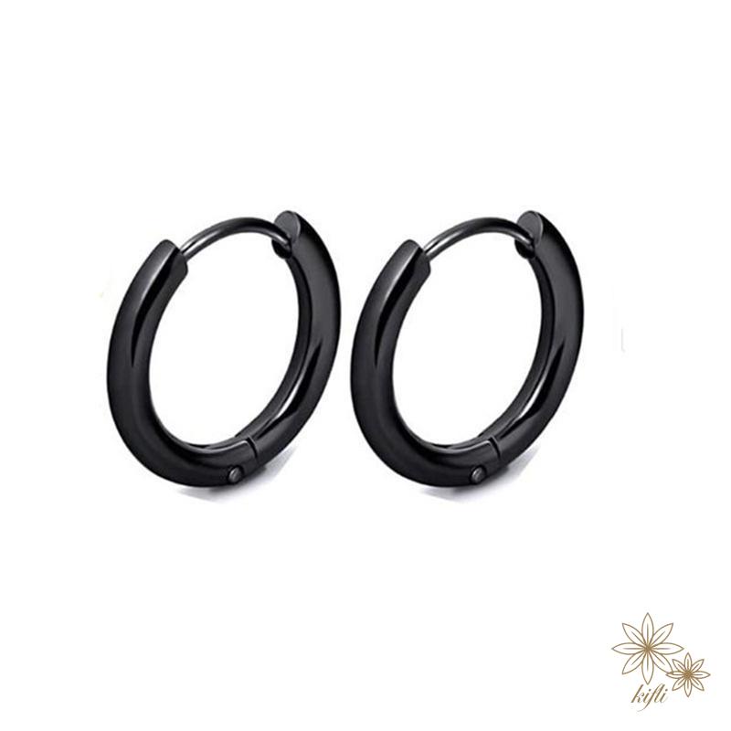 Bông Tai Khoen Tròn Bằng Thép Titan Không Gây Dị Ứng Phong Cách Hàn Quốc