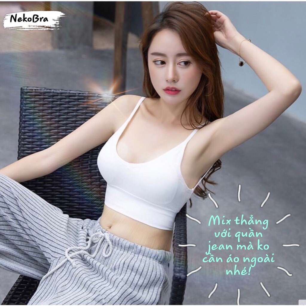 Áo Ngực Bra Hở Lưng Loại Mút Nâng Ngực Vải Cotton Nylon Dày Dặn