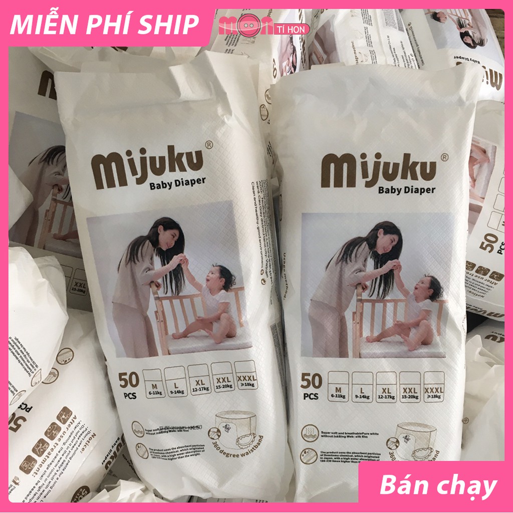 [MIỄN SHIP] Combo 100 Tã quần bỉm quần Mijuku công nghệ Nhật Bản - Hàng công ty size M, L, XL, XXL, XXXL