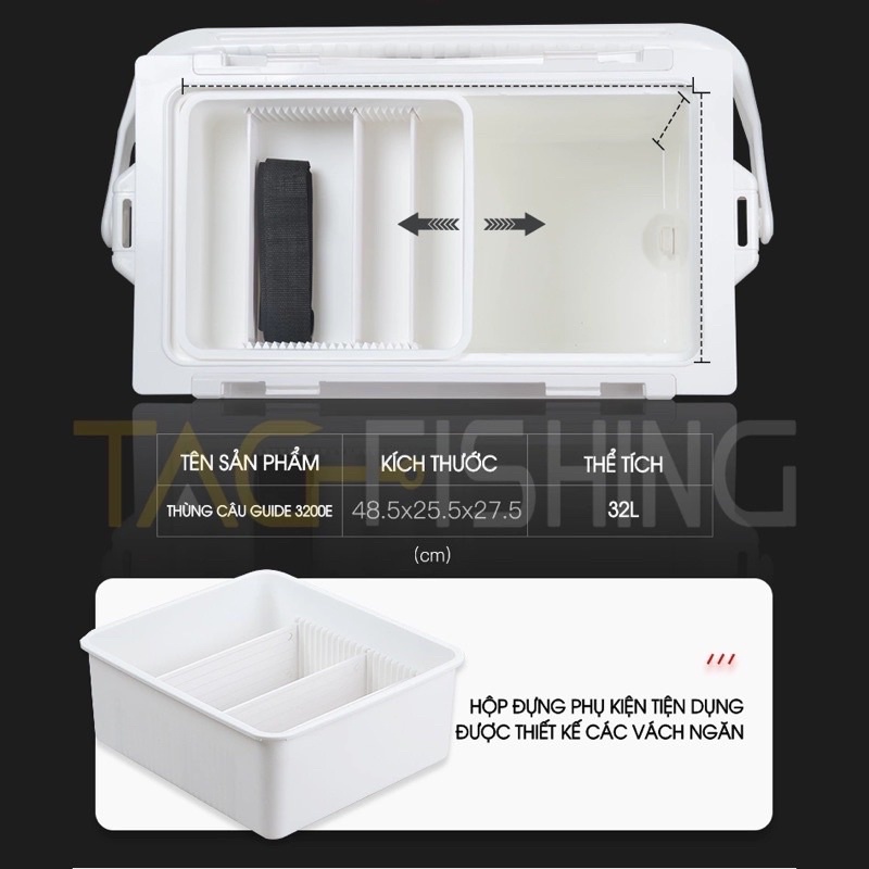 Thùng Câu Đài GUIDE 3200E Mặt Carbon - Chính Hãng