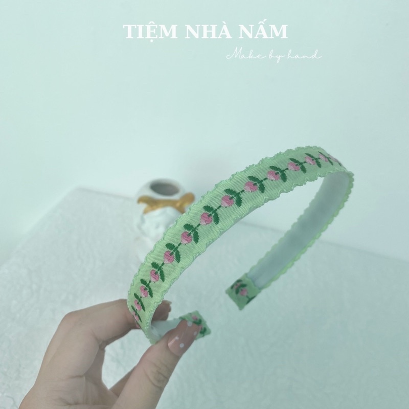 BỜM / CÀI TÓC THÊU HOA ĐÁNG YÊU - [ Nhà Nấm handmade ]