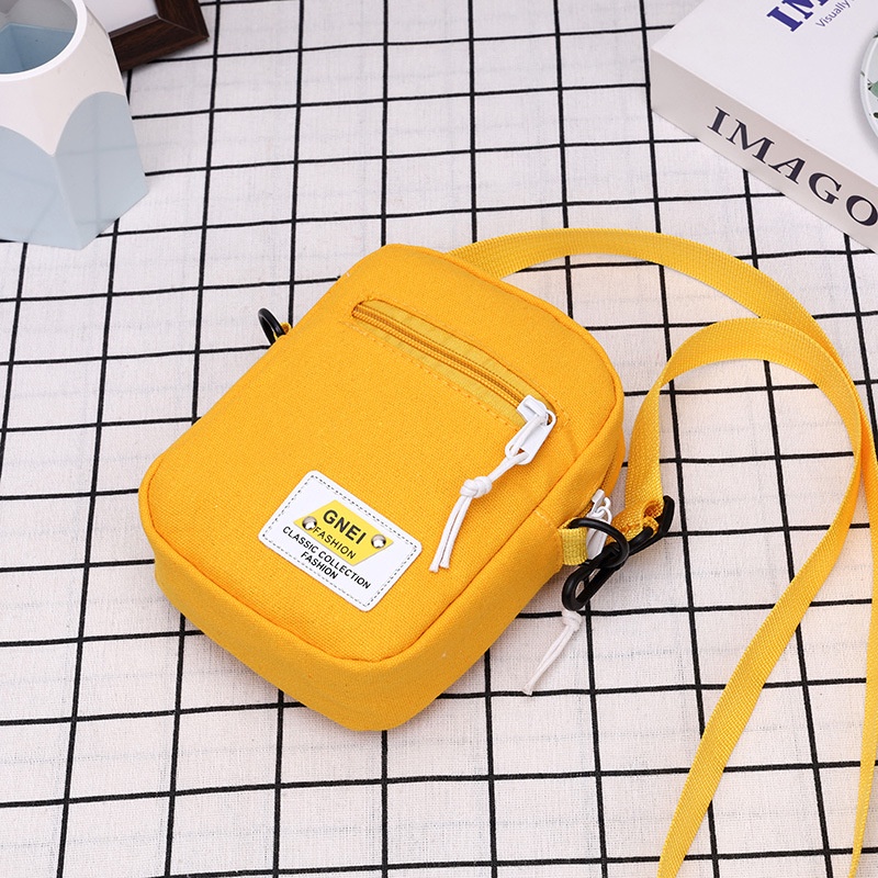Túi Đeo Chéo Bằng Vải Canvas Dáng Vuông Nhỏ Phong Cách Hàn Quốc Mới