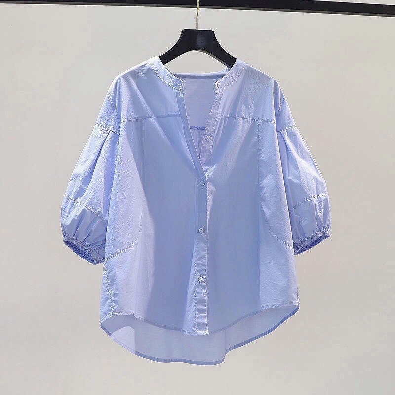 Áo sơ mi tay lỡ bồng dáng rộng dáng hàn quốc