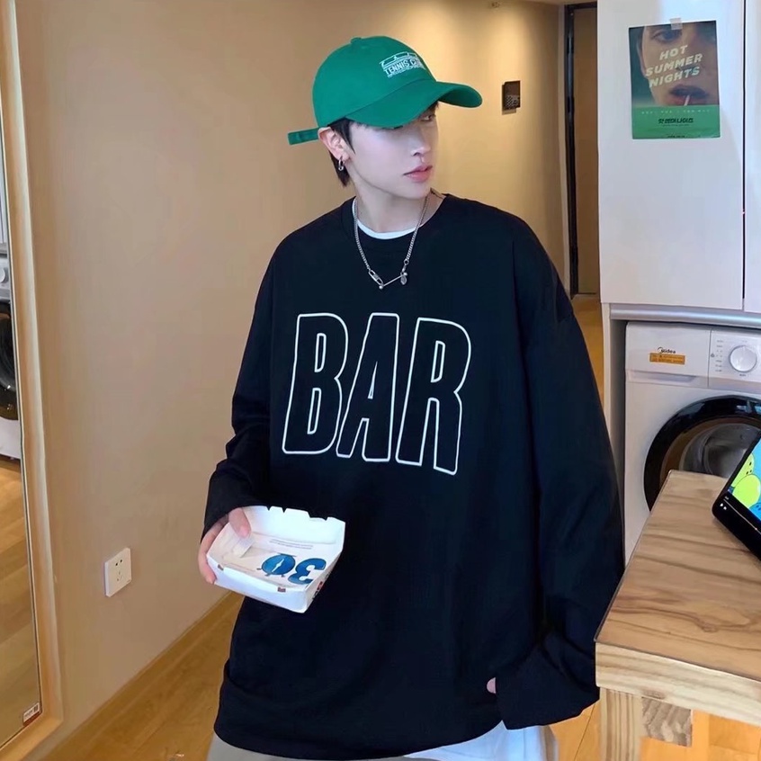 Áo thun tay dài cổ tròn in chữ thời trang thu đông cho nam