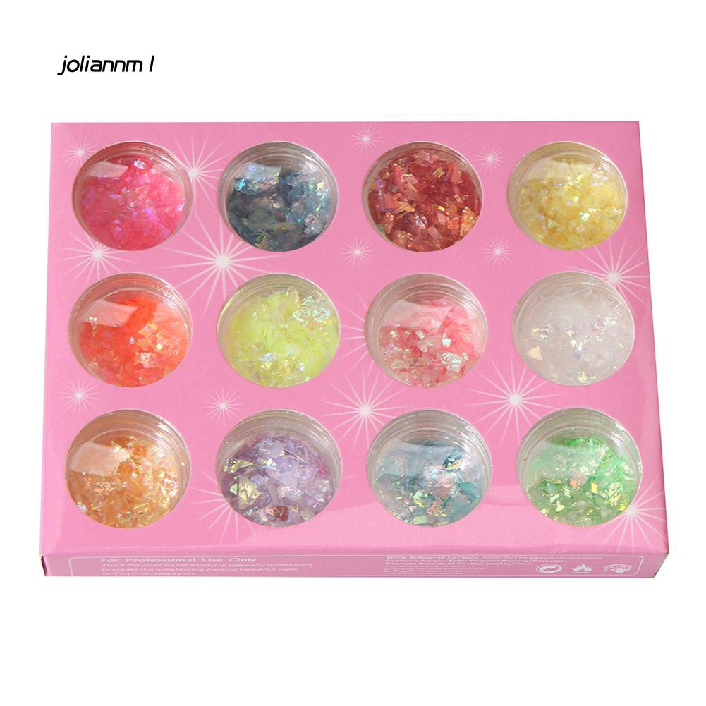 Bộ 12 lọ bột sequin trang trí móng tay đẹp mắt