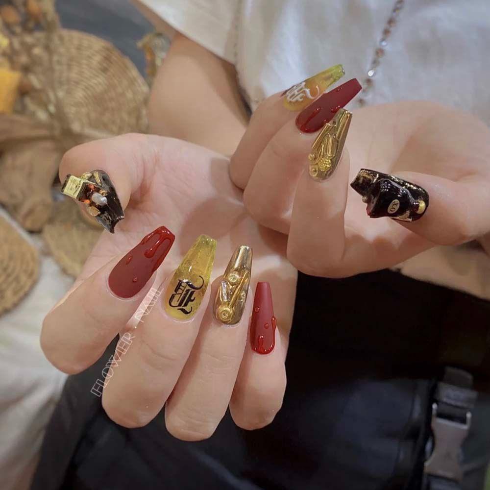CLEOES Phụ Kiện Trang Trí Móng Tay Hình Chai Rượu Vang Đỏ Mini Dễ Thương Sang Trọng DIY