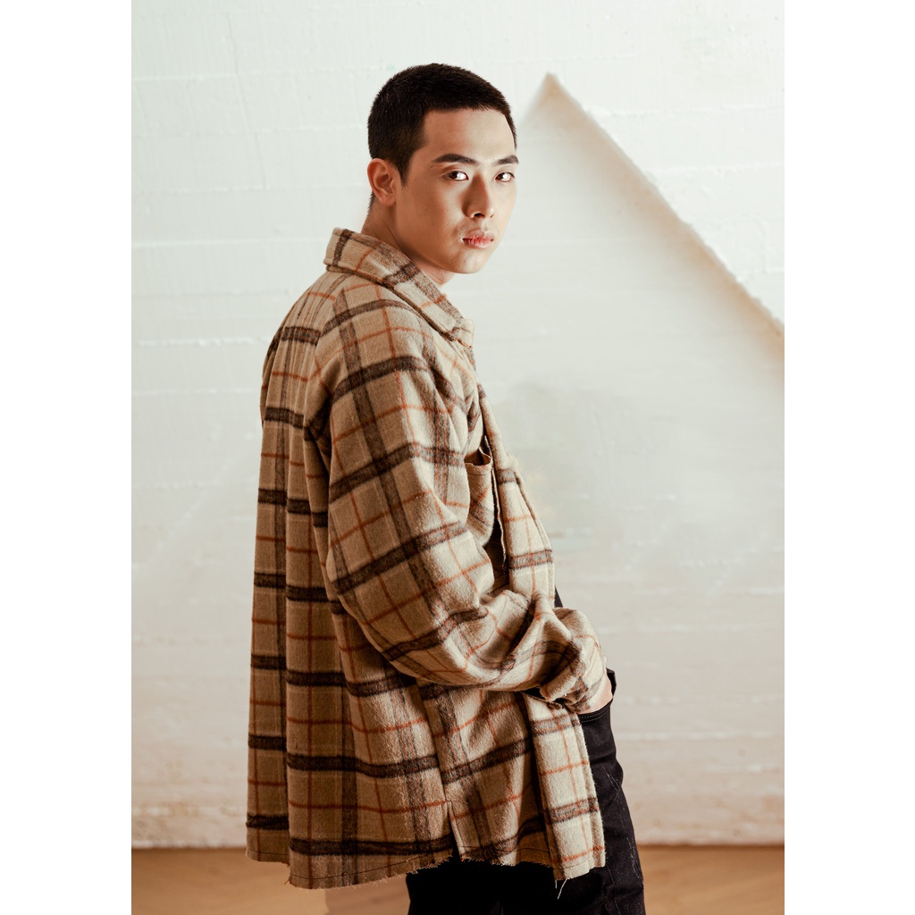 Áo Sơ Mi Nam Vải Dạ Form Rộng Dày Dặn Tay Dài Phong Cách Snazzy Wool Flannel