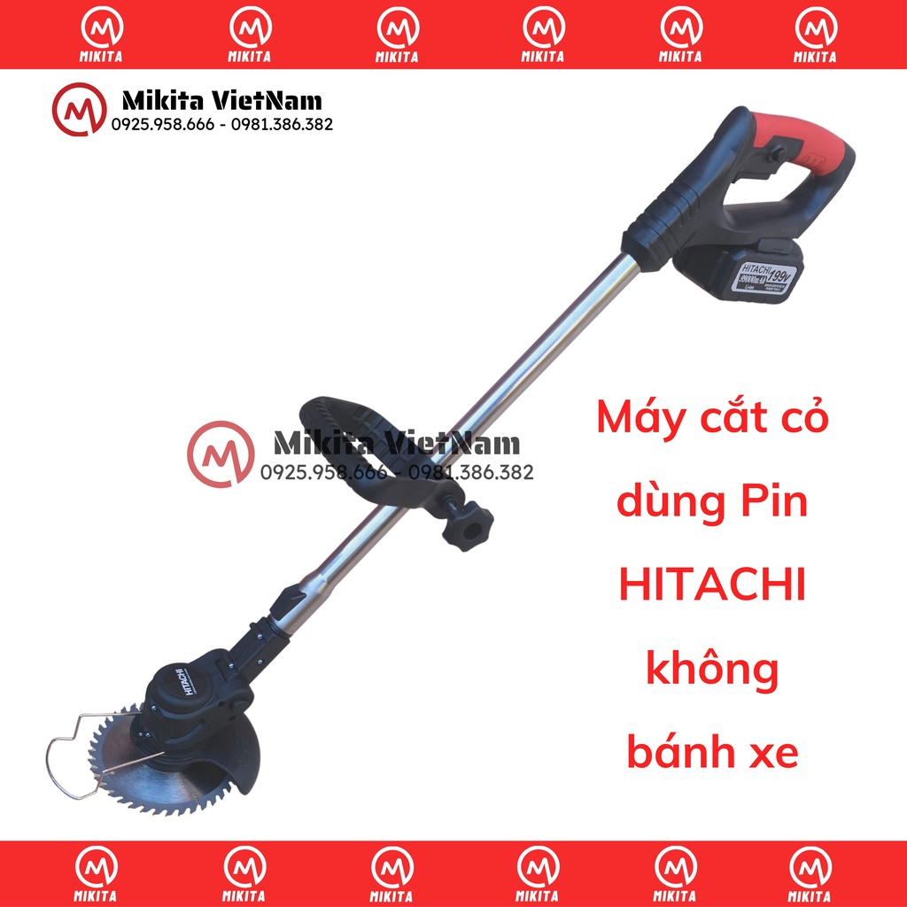 Máy cắt cỏ dùng pin HITACHI 199V Động cơ lõi đồng, pin dung lượng khủng- Tặng Bộ dụng cụ.