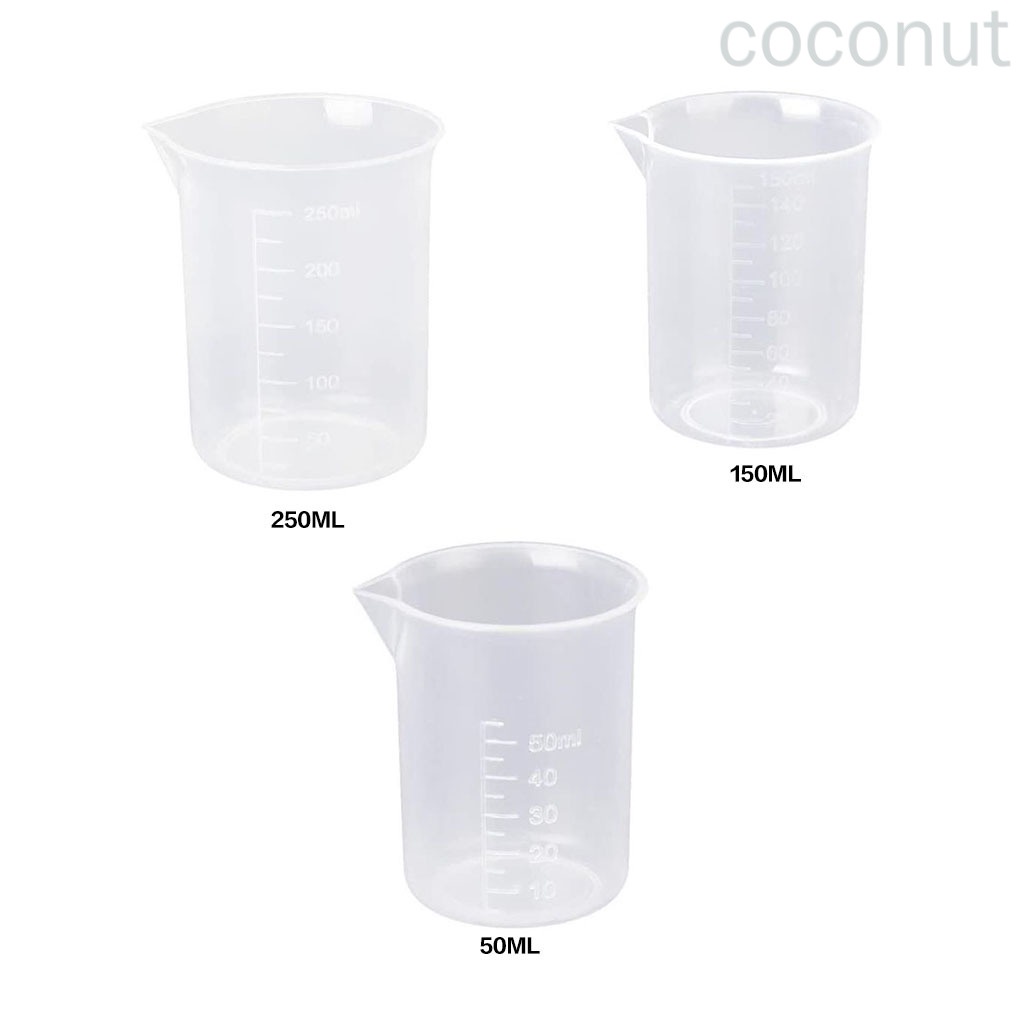 Set 3 Cốc Đo Lường Bằng Nhựa Chuyên Dụng Cho Phòng Thí Nghiệm