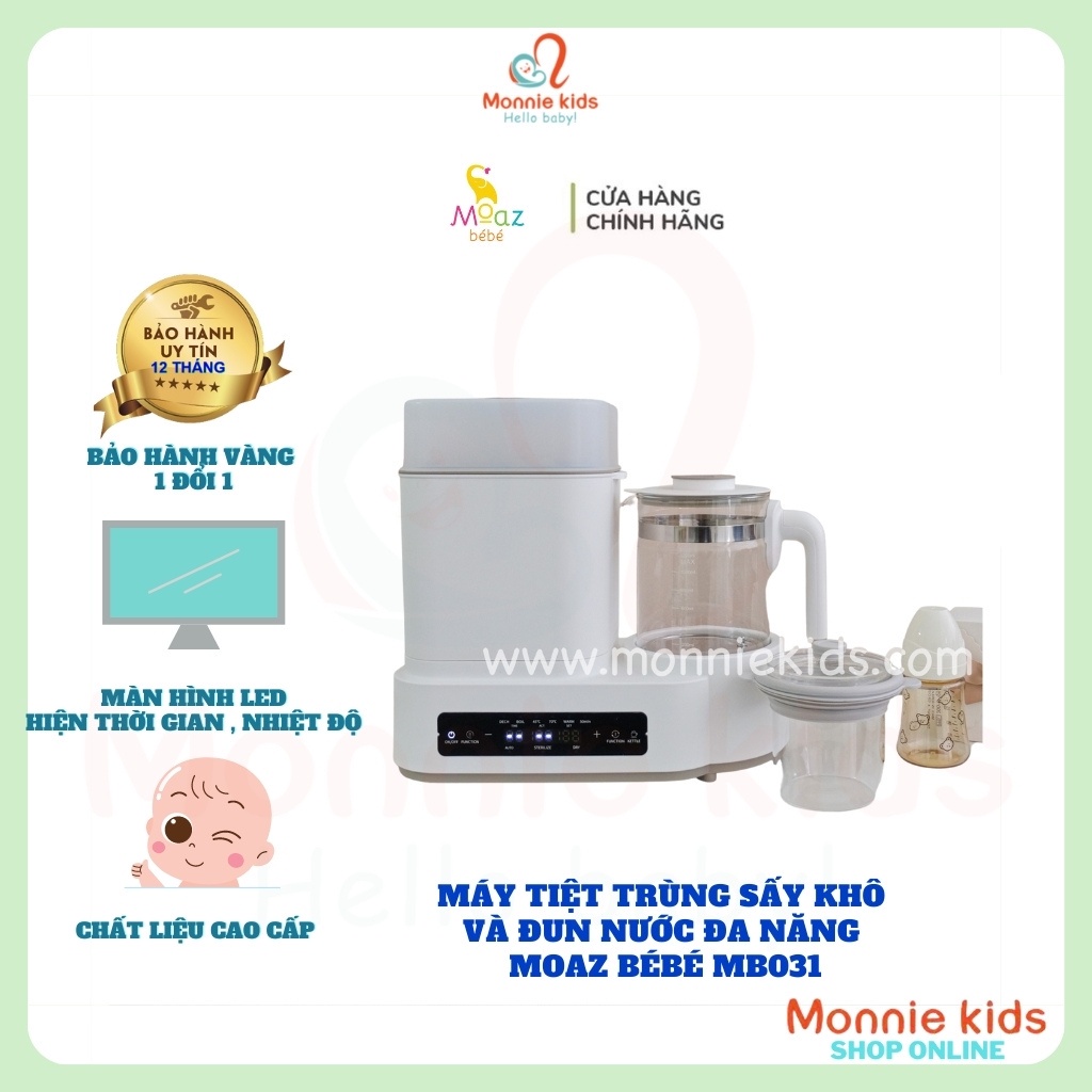 Máy tiệt trùng hơi nước Moaz Bebe MB031 sấy khô, đun nước pha sữa đa năng cho bé