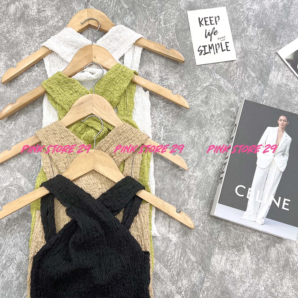 Áo Kiểu Nữ Thun Xốp PINKSTORE29, Phong Cách Đan Chéo Cổ Hiện Đại A5380