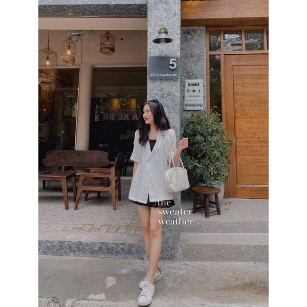 [Mã SKAMCLU7 giảm 10% tối đa 50K đơn 0Đ] Áo khoác cổ vest chất nhăn mỏng mềm mặc hè 2 cúc ( Ảnh thật ) | BigBuy360 - bigbuy360.vn