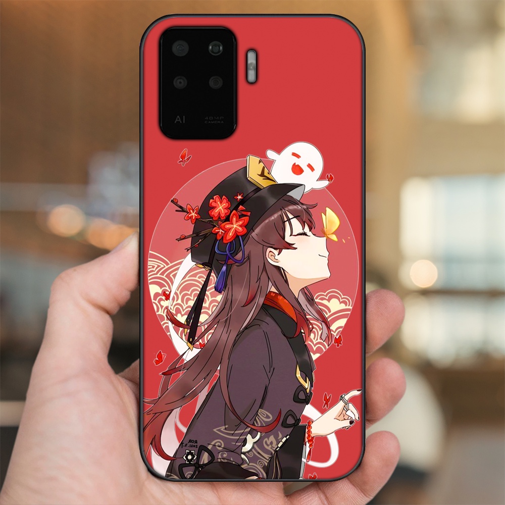 Ốp lưng Oppo A94 viền đen in hình Hutao Genshin Impact