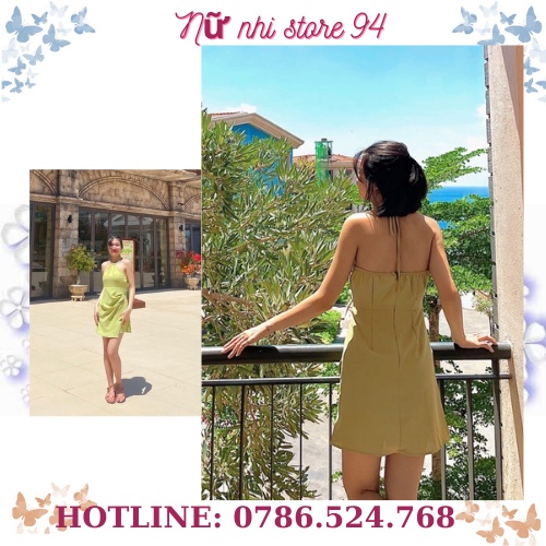 Yếm đi biển xanh xanh bơ dáng ôm body, đầm yếm xanh vạt hông (kèm video và ảnh thật) YXB | BigBuy360 - bigbuy360.vn