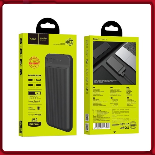 Sạc dự phòng 10000mah HOCO J52, Pin dự phòng chính hãng sạc nhanh 2A tích hợp 2 cổng tiện lợi - BAOVY