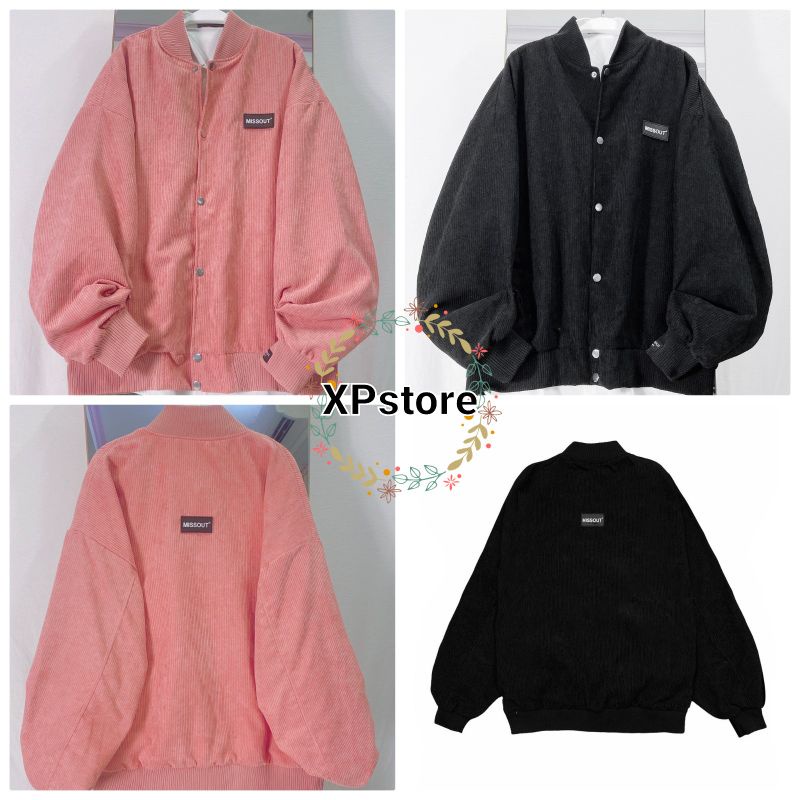 XPstore Áo Khoác bomber MISSOUT Nhung gân unisex form đẹp (Ảnh thật)