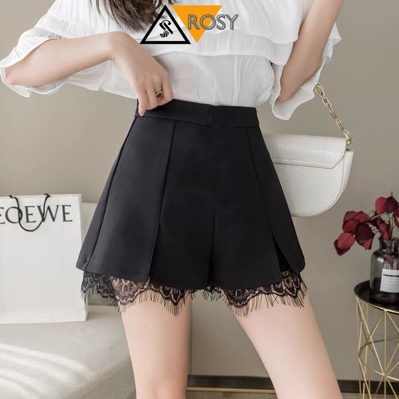 Chân váy chữ A phối ren dáng ngắn lưng cạp cao chất tuyết mưa cao cấp