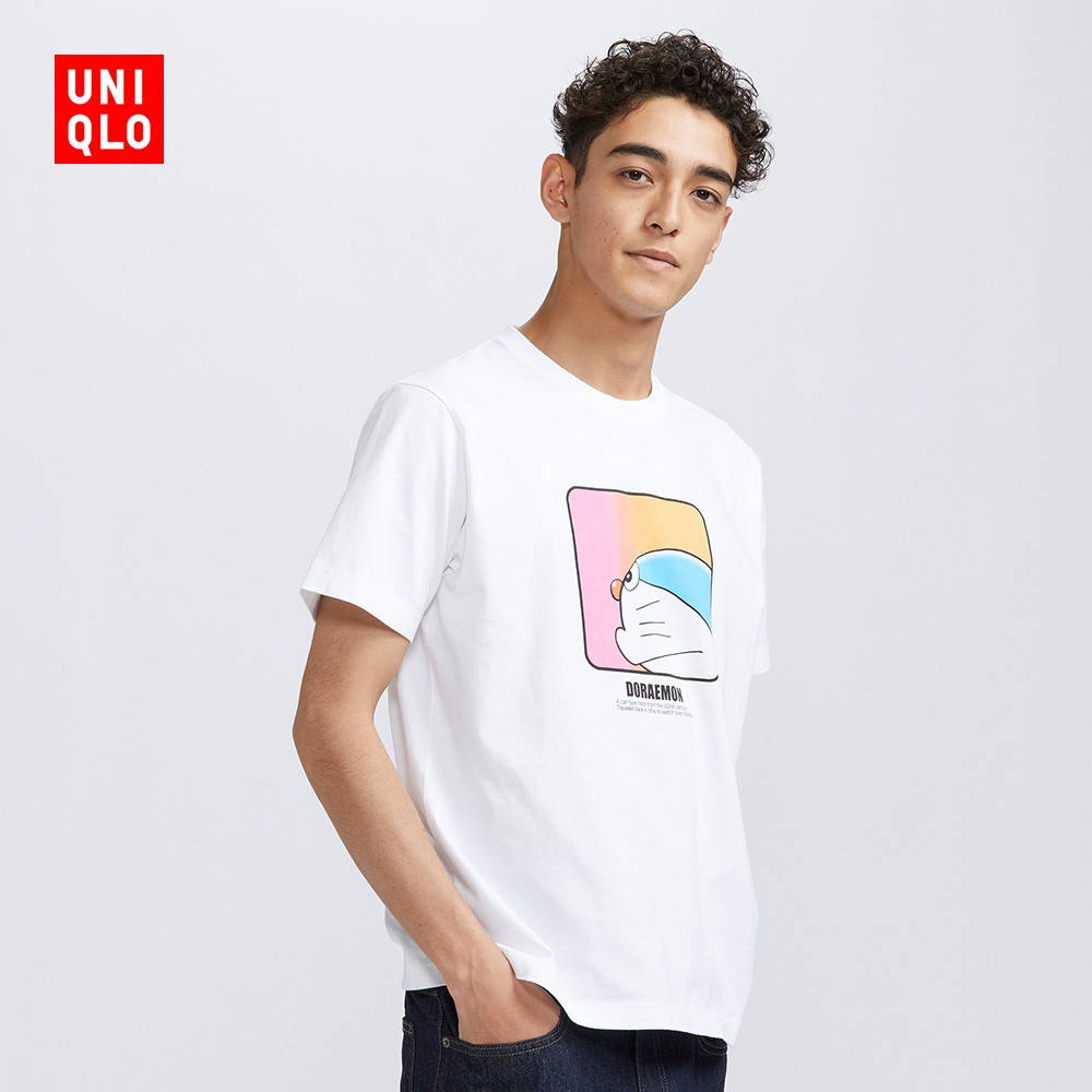 UNIQLO Áo Thun Ngắn Tay In Hình Doraemon Ngộ Nghĩnh Cho Nam 428091