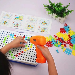 Bộ Kit Sáng tạo - Dụng cụ sửa chữa Máy khoan ốc vít - Đồ chơi giáo dục- Ghép hình sáng tạo