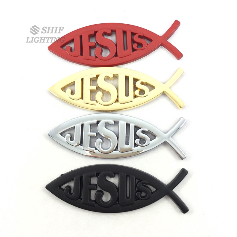 Logo kim loại hình cá gắn sau xe ô tô trang trí tiện dụng nhiều màu lựa chọn