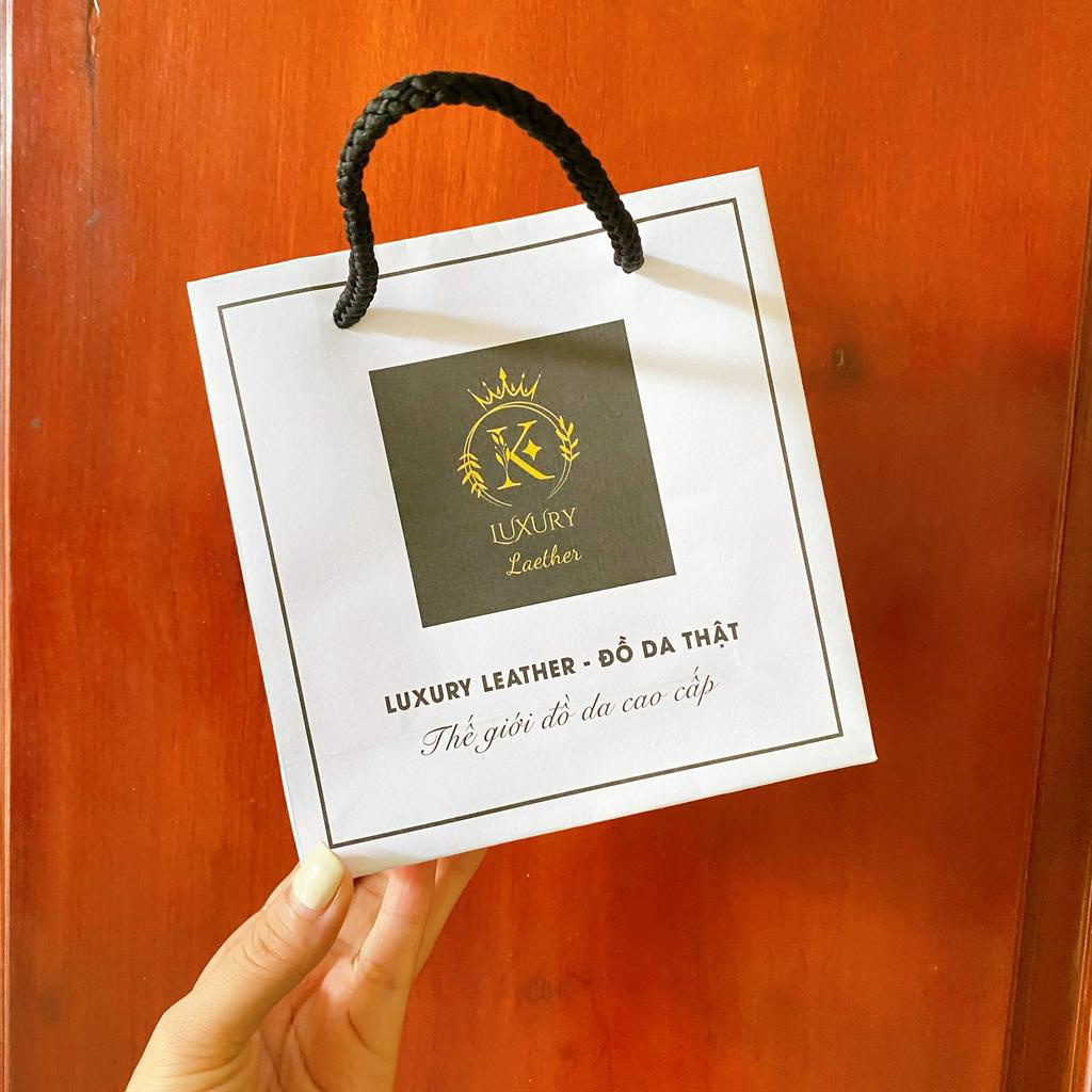 K LUXURY LEATHER- Túi Giấy Quà Tặng Cao Cấp Có Quai Xách Vải Đen Sang Trọng, Lịch Sự KT008
