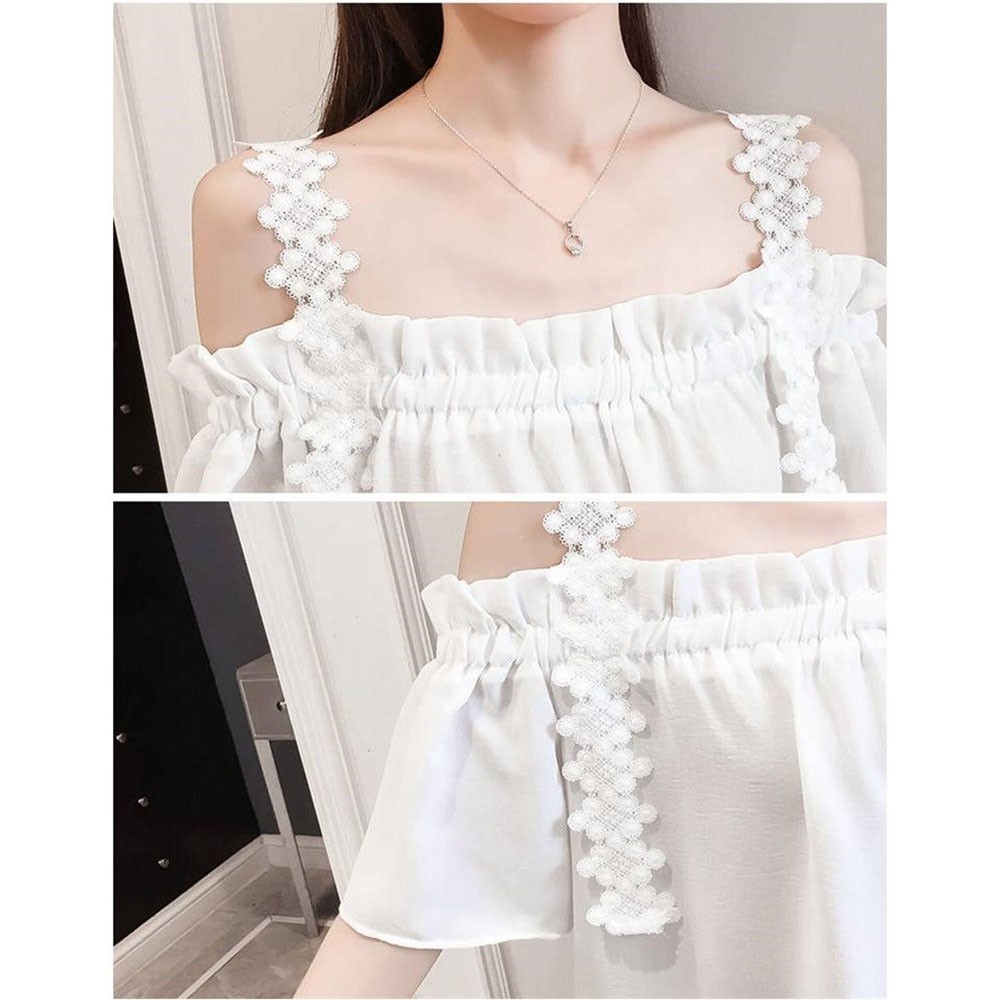 Áo sơ mi nữ trễ vai 2 dây cao cấp mới thời trang Quảng Châu - RiBi Shop