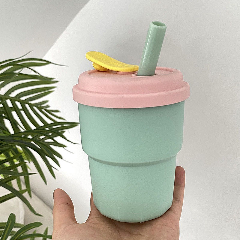 Bình Nước Silicone 400ML Kèm Ống Hút