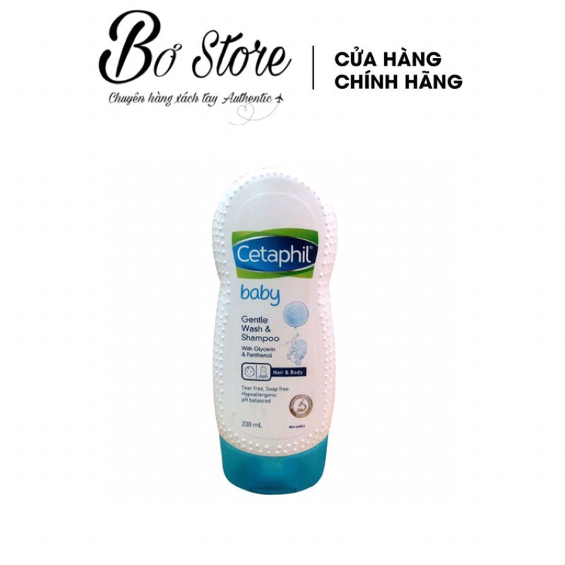 [HÀNG ÚC] Sữa tắm gội cho bé Cetaphil Baby Gentle Wash &amp; Shampoo, loại bỏ rôm sảy viêm da mụn ngứa cho bé, 230ml