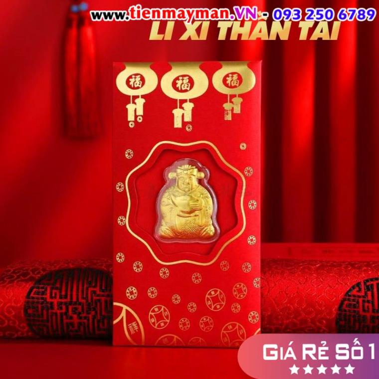 Lì Xì Thần Tài - Bao Lì Xì Tết Nguyên Đán Ngày Vía Thần Tài Mạ Vàng - Sung Túc Cả Năm Tiền Bạc Đầy Túi