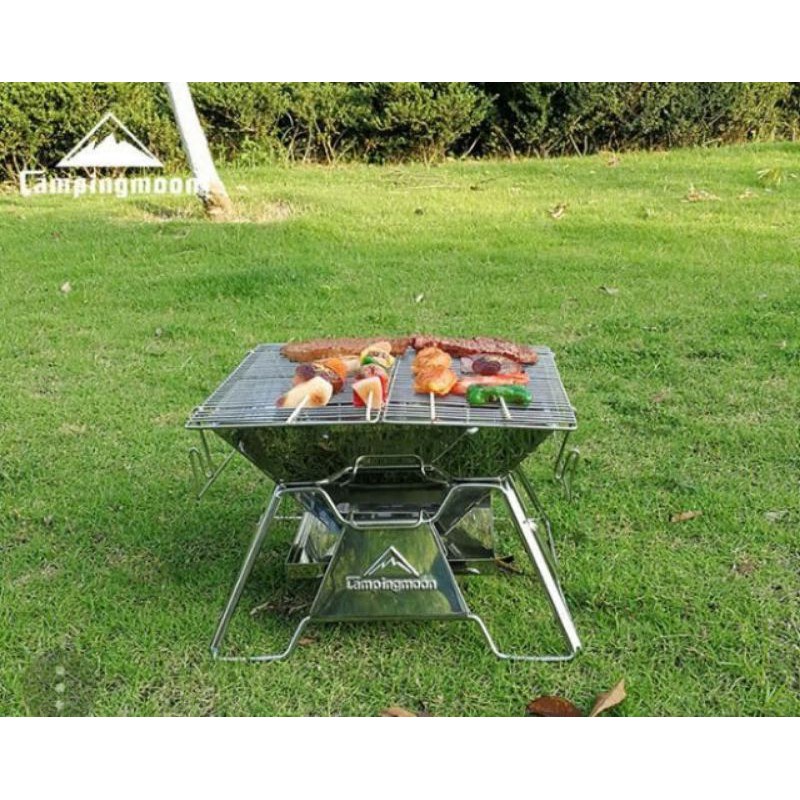 Bếp nướng cắm trại campingmoon campoutvn bếp campingmoon mt2 cắm trại du lịch bếp than nướng inox A249