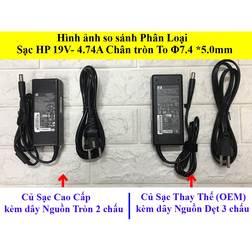 Sạc Laptop HP Compaq CQ40 CQ42 CQ43 CQ60 OUTPUT 19V - 4.74A (90W) Chân Kim To kích thước 7.4mm x 5.0mm - Hàng Nhập Khẩu