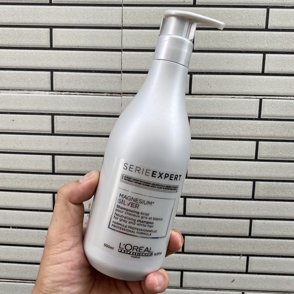 Dầu gội khử vàng cho tóc xám, bạc L’Oréal Magnesium Silver 500ml