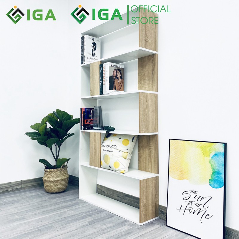 Kệ sách gỗ, giá sách để sàn phong cách hiện đại - GP105
