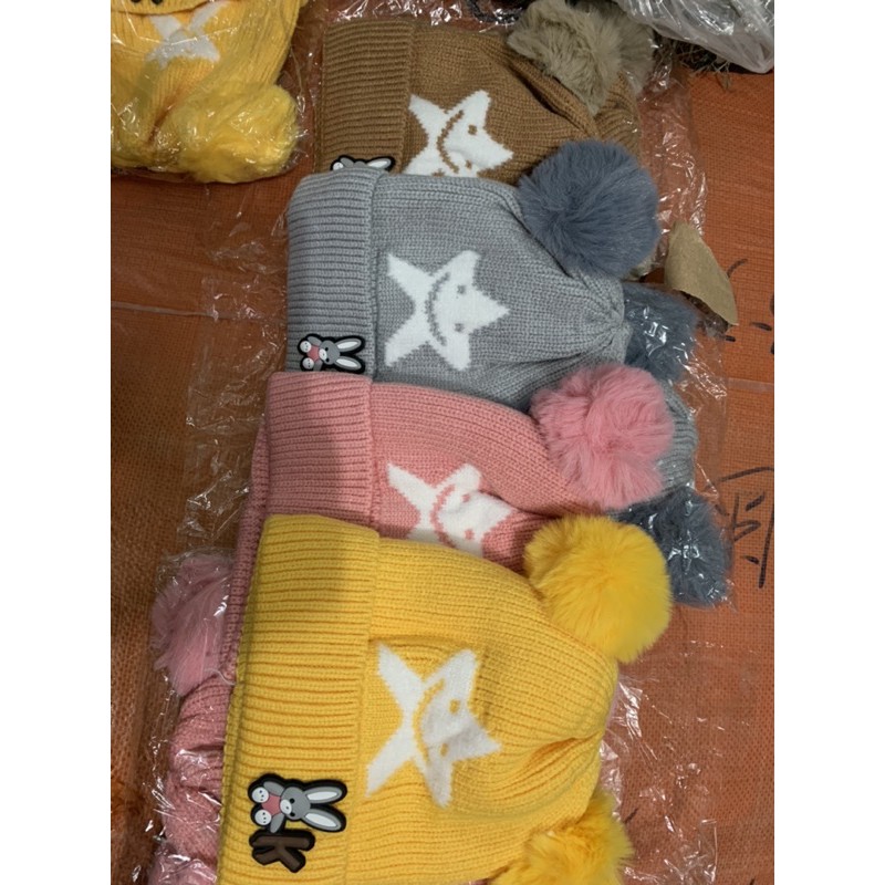 Mũ len quả bông cho bé từ 5 tháng-4 tuổi