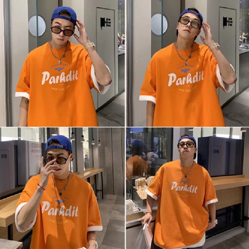 Áo Thun Nam Dáng Rộng In Chữ Phong Cách Hip Hop Hàn Quốc Thời Trang Mùa Hè Thoải Mái Cỡ Lớn M-8XL