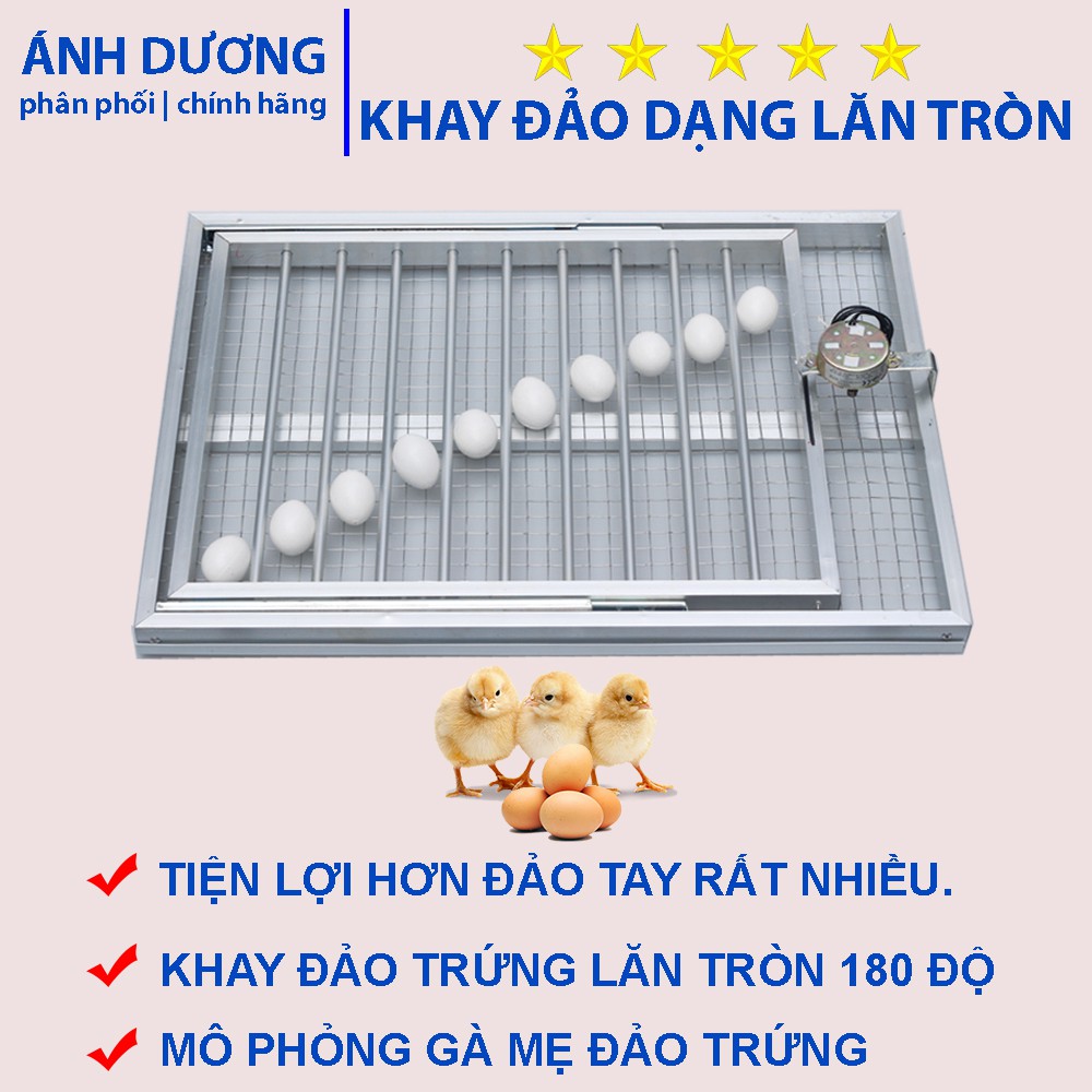 Máy ấp trứng gà mini Ánh Dương A100 lắp sẵn hoàn thiện, đảo lăn tự động 48 trứng (khay nhôm)