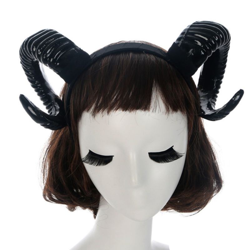 Băng đô cài tóc hóa trang hình sừng cừu phong cách gothic cho nữ