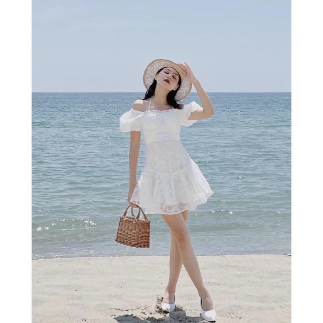 Cloudy Dress vải tơ ép trắng - Hàng chất lượng cao Jolie