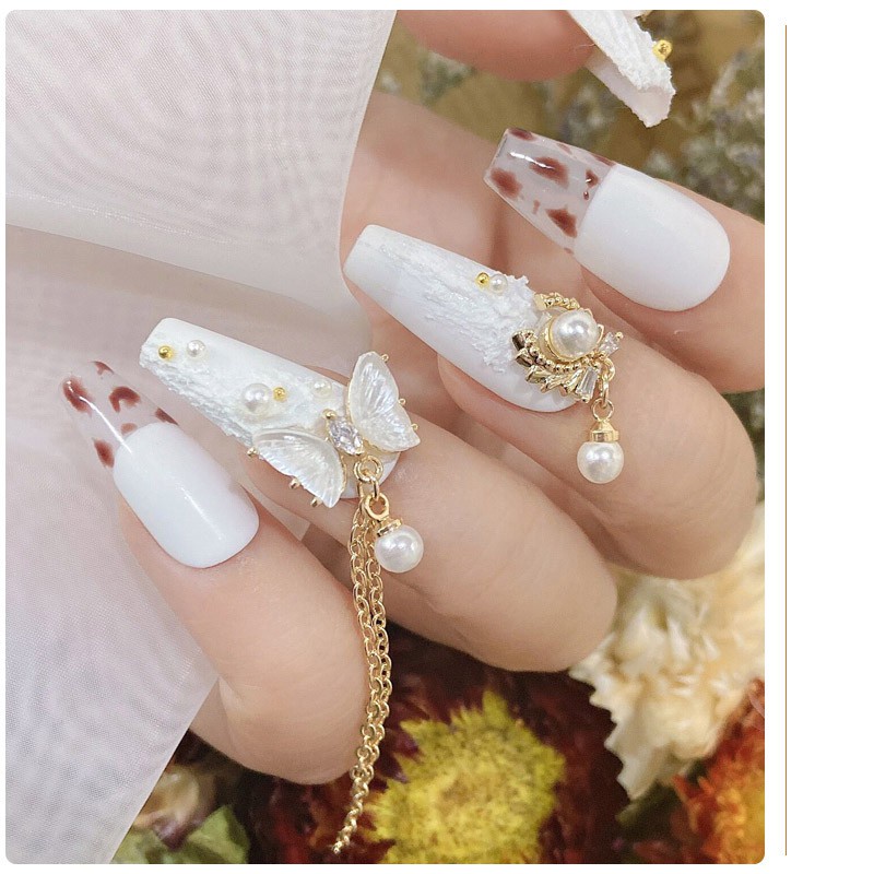 Set 2 Phụ Kiện Trang Trí Móng Tay Nghệ Thuật Hình Hoa Bướm 3D 2021#