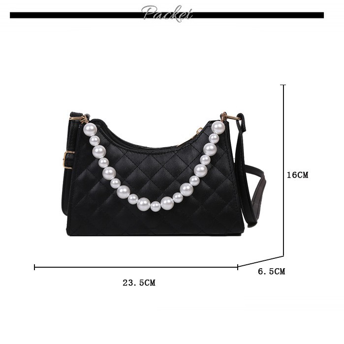 [Free Ship ] Túi Xách Nữ Kẹp Nách Ngọc Chai Trang Trí 2 Màu Đen , Trắng Đi Chơi , Đi Làm Tiện Lợi | BigBuy360 - bigbuy360.vn
