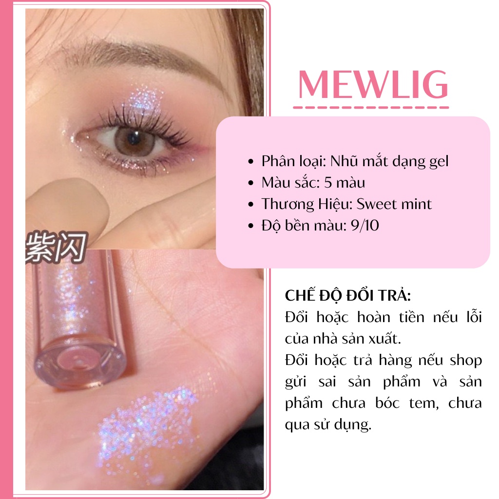 Nhũ mắt Sweet mint dạng gel lấp lánh nổi bật bắt sáng lớp make up cuốn hút chống nước không trôi