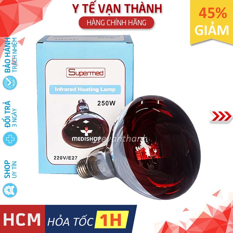 ✅ Bóng Đèn Hồng Ngoại Y Tế: Supermed 250W Sưởi Ấm, Giảm Đau -VT0101