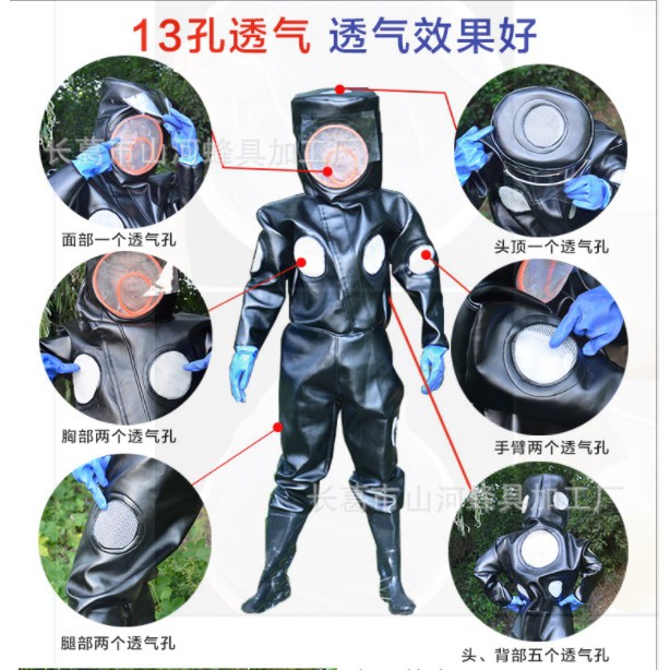 Bộ quần áo bắt ong rừng liền ủng và găng tay cao cấp 2021 có 3 quạt và 12 lỗ thoáng khí full mát