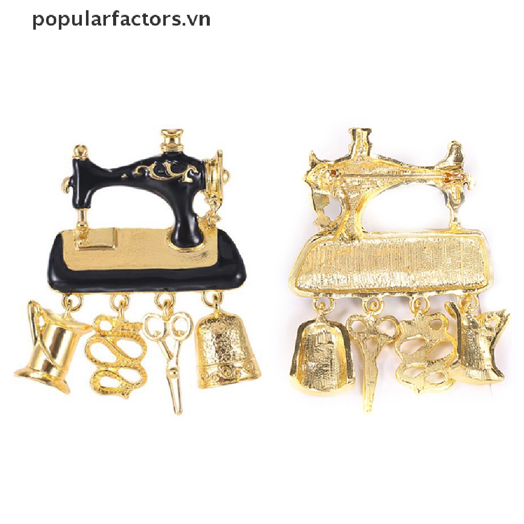 1 Ghim Cài Áo Hình Máy May Phong Cách Vintage Mạ Vàng