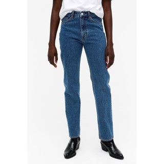 Quần baggy jeans nữ lưng cao form basic màu xanh đậm rede - jeans vnxk