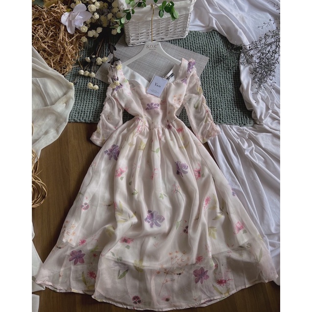 Váy đi tiệc voan lụa dáng dài cao cấp có size S-M