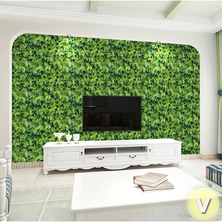 XẢ 10m Giấy dán tường Cỏ xanh lá xanh có sẵn keo khổ rộng 45cm