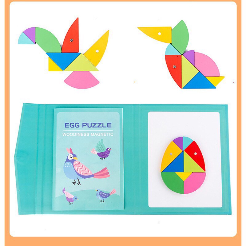 Đồ chơi xếp hình tangram gỗ luyện phát triển tư duy từ nhỏ cho bé